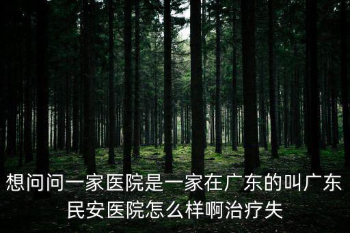 想問問一家醫(yī)院是一家在廣東的叫廣東民安醫(yī)院怎么樣啊治療失