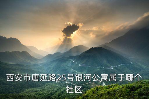 丈八溝街道，西安市唐延路25號銀河公寓屬于哪個社區
