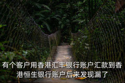 有個客戶用香港匯豐銀行賬戶匯款到香港恒生銀行賬戶后來發現漏了