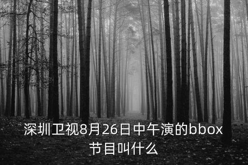 深圳衛視8月26日中午演的bbox節目叫什么