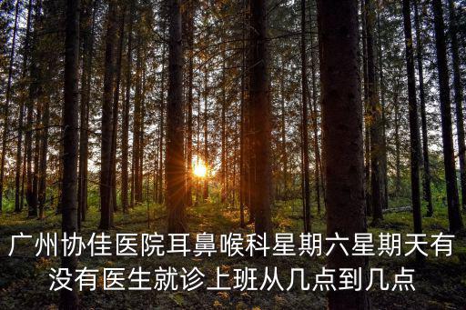 廣州協(xié)佳醫(yī)院耳鼻喉科星期六星期天有沒有醫(yī)生就診上班從幾點到幾點
