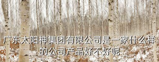 廣東太陽神集團有限公司是一家什么樣的公司產品好不好呢
