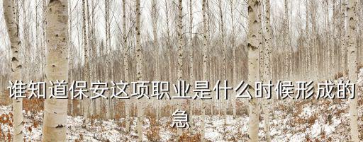 誰知道保安這項職業(yè)是什么時候形成的急