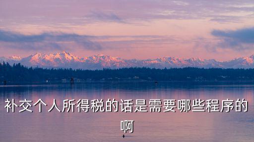 個稅補交，能補交個人所得稅嗎滯納金是如何算的