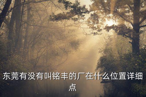 東莞有沒有叫銘豐的廠在什么位置詳細(xì)點