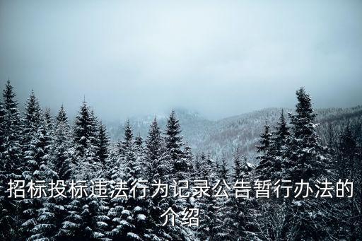 招標投標違法行為記錄公告暫行辦法的介紹