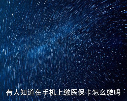 有人知道在手機上繳醫保卡怎么繳嗎