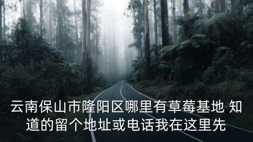 云南保山市隆陽區哪里有草莓基地 知道的留個地址或電話我在這里先