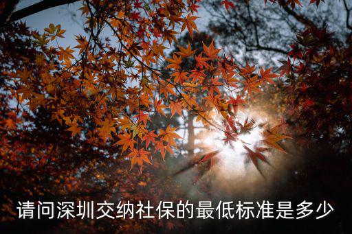 請問深圳交納社保的最低標準是多少