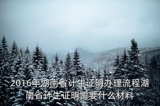 2016年湖南省計生證明辦理流程湖南省計生證明需要什么材料