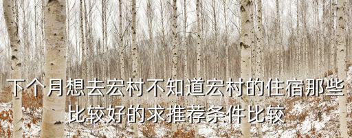 下個月想去宏村不知道宏村的住宿那些比較好的求推薦條件比較