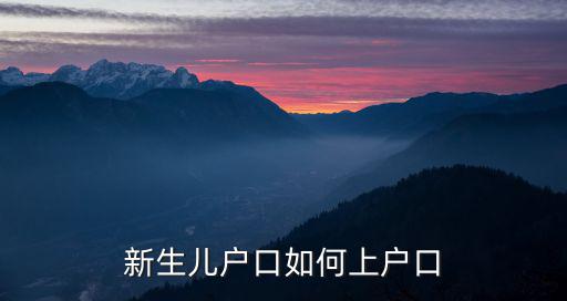 新生兒上戶，新生兒戶口如何上戶口