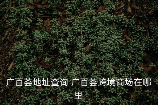 廣百薈，廣百薈地址查詢 廣百薈跨境商場在哪里