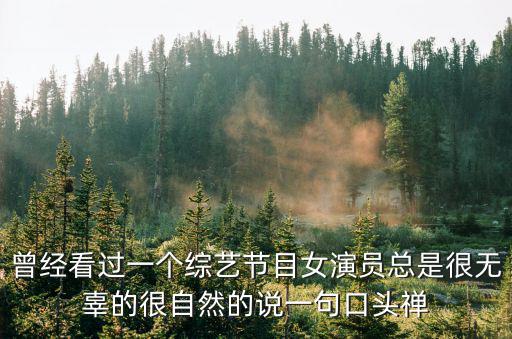 曾經看過一個綜藝節目女演員總是很無辜的很自然的說一句口頭禪