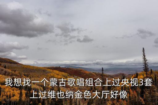 我想找一個蒙古歌唱組合上過央視3套上過維也納金色大廳好像