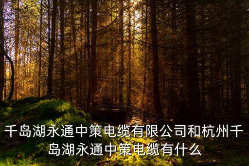 千島湖永通中策電纜有限公司和杭州千島湖永通中策電纜有什么