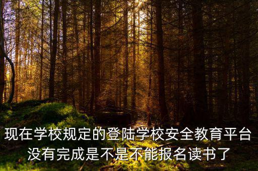 學校教育安全平臺，現在學校規定的登陸學校安全教育平臺沒有完成是不是不能報名讀書了