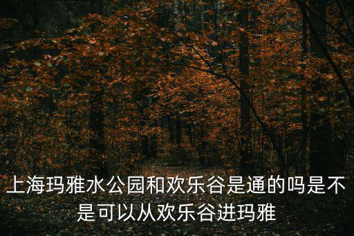 上海瑪雅水公園和歡樂谷是通的嗎是不是可以從歡樂谷進瑪雅