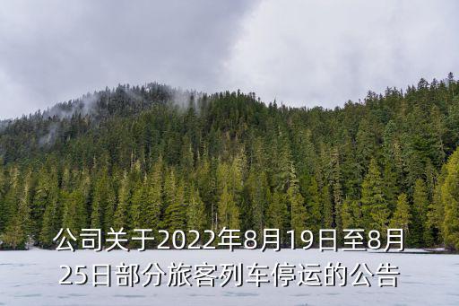 公司關于2022年8月19日至8月25日部分旅客列車停運的公告