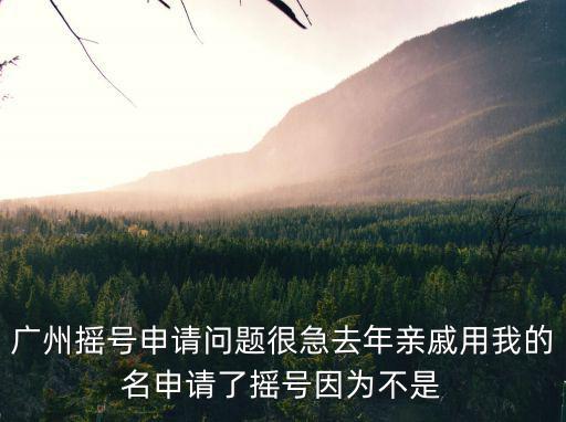 廣州搖號申請問題很急去年親戚用我的名申請了搖號因為不是