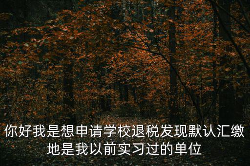 你好我是想申請(qǐng)學(xué)校退稅發(fā)現(xiàn)默認(rèn)匯繳地是我以前實(shí)習(xí)過(guò)的單位