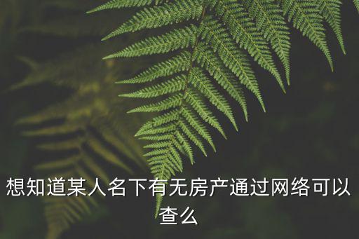 想知道某人名下有無房產(chǎn)通過網(wǎng)絡(luò)可以查么
