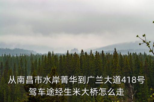 水岸菁華，從南昌市水岸菁華到廣蘭大道418號駕車途經生米大橋怎么走