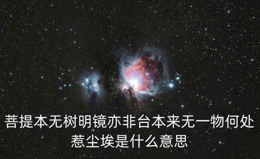 菩提本無樹明鏡亦非臺本來無一物何處惹塵埃是什么意思