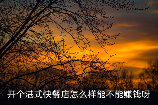 開個(gè)港式快餐店怎么樣能不能賺錢呀
