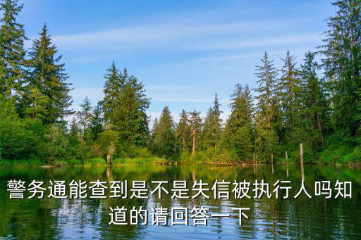 警務(wù)通能查到是不是失信被執(zhí)行人嗎知道的請回答一下