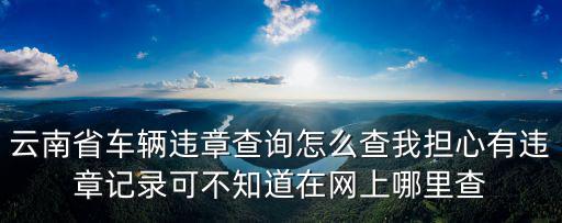 查詢車輛違章，云南省車輛違章查詢怎么查我擔心有違章記錄可不知道在網上哪里查