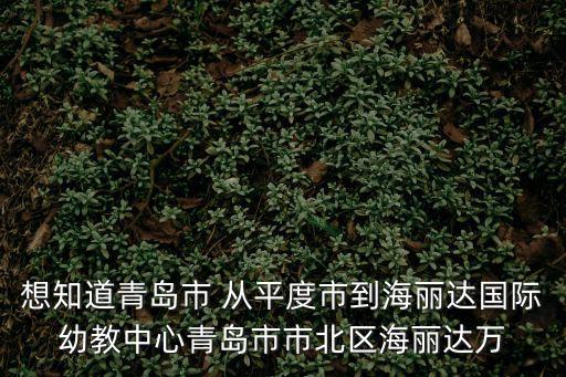 海麗達幼兒園，想知道青島市 從平度市到海麗達國際幼教中心青島市市北區海麗達萬