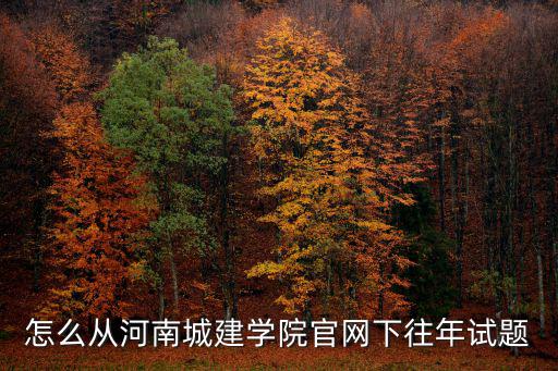 怎么從河南城建學院官網下往年試題
