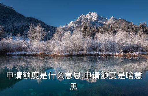 申請額度是什么意思 申請額度是啥意思
