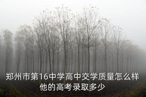 鄭州十六中，鄭州十六中怎么樣