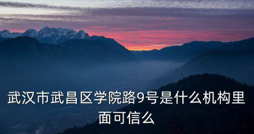 武漢市武昌區(qū)學院路9號是什么機構(gòu)里面可信么