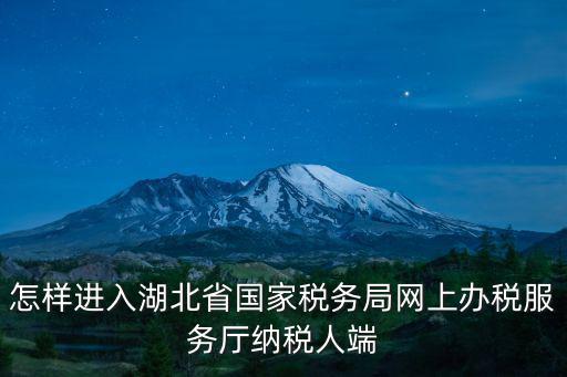 怎樣進入湖北省國家稅務局網上辦稅服務廳納稅人端