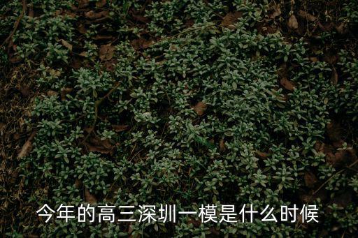 今年的高三深圳一模是什么時候