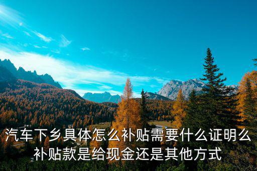汽車下鄉具體怎么補貼需要什么證明么補貼款是給現金還是其他方式