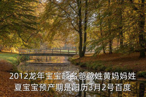 2012龍年寶寶起名爸爸姓黃媽媽姓夏寶寶預產期是陽歷3月2號百度
