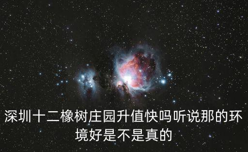 深圳十二橡樹莊園升值快嗎聽說那的環境好是不是真的
