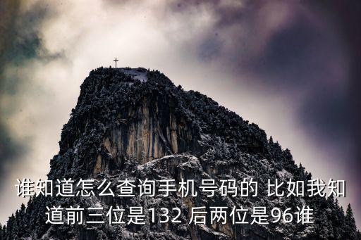 誰知道怎么查詢手機號碼的 比如我知道前三位是132 后兩位是96誰