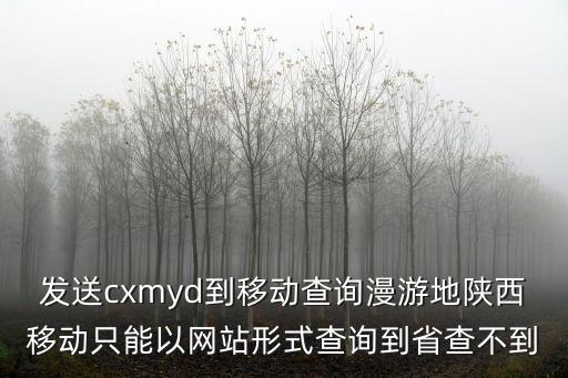 發(fā)送cxmyd到移動查詢漫游地陜西移動只能以網(wǎng)站形式查詢到省查不到