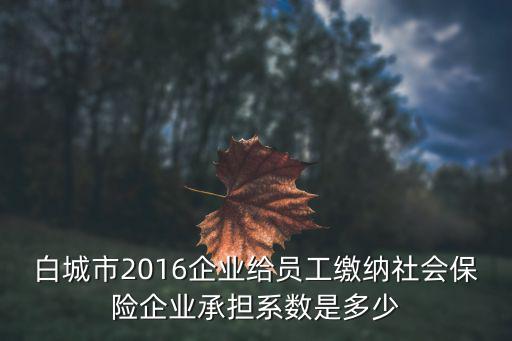 社保系數，白城市2016企業給員工繳納社會保險企業承擔系數是多少