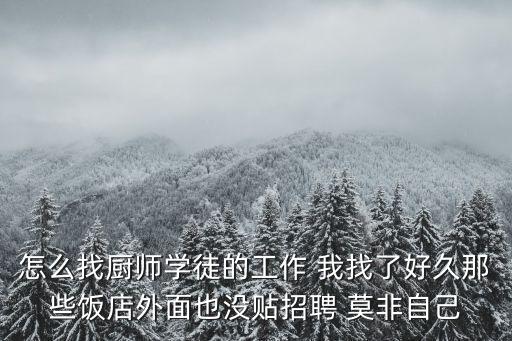 怎么找廚師學徒的工作 我找了好久那些飯店外面也沒貼招聘 莫非自己