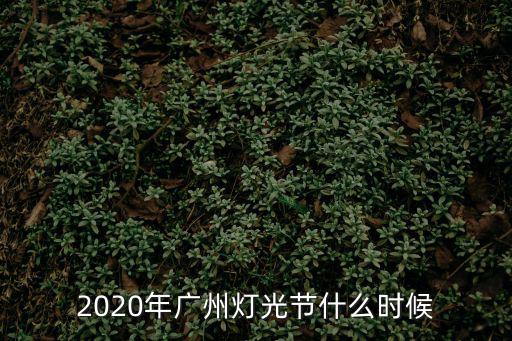 2020年廣州燈光節什么時候