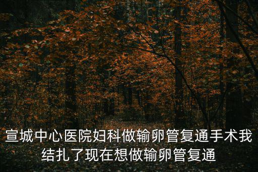 宣城中心醫(yī)院婦科做輸卵管復(fù)通手術(shù)我結(jié)扎了現(xiàn)在想做輸卵管復(fù)通