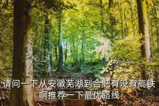 請問一下從安徽蕪湖到合肥有沒有高鐵啊推薦一下最優路線