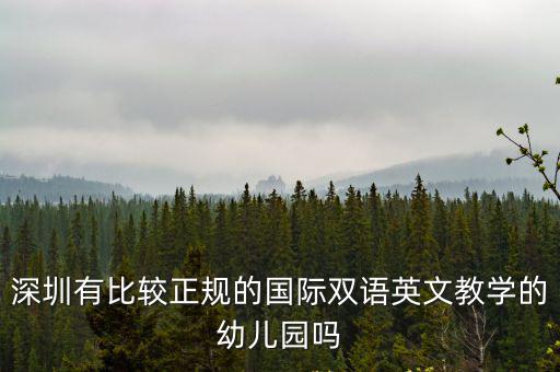 深圳有比較正規的國際雙語英文教學的幼兒園嗎