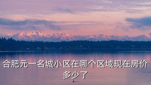 合肥元一名城小區在哪個區域現在房價多少了
